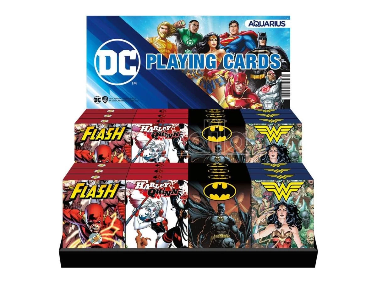 DC Comics Playing Cards Display Harley Quinn, Wonder Woman, Batman, The Flash Aquarius 3 DC Comics Playing Cards Display Harley Quinn, Wonder Woman, Batman, The Flash Aquarius