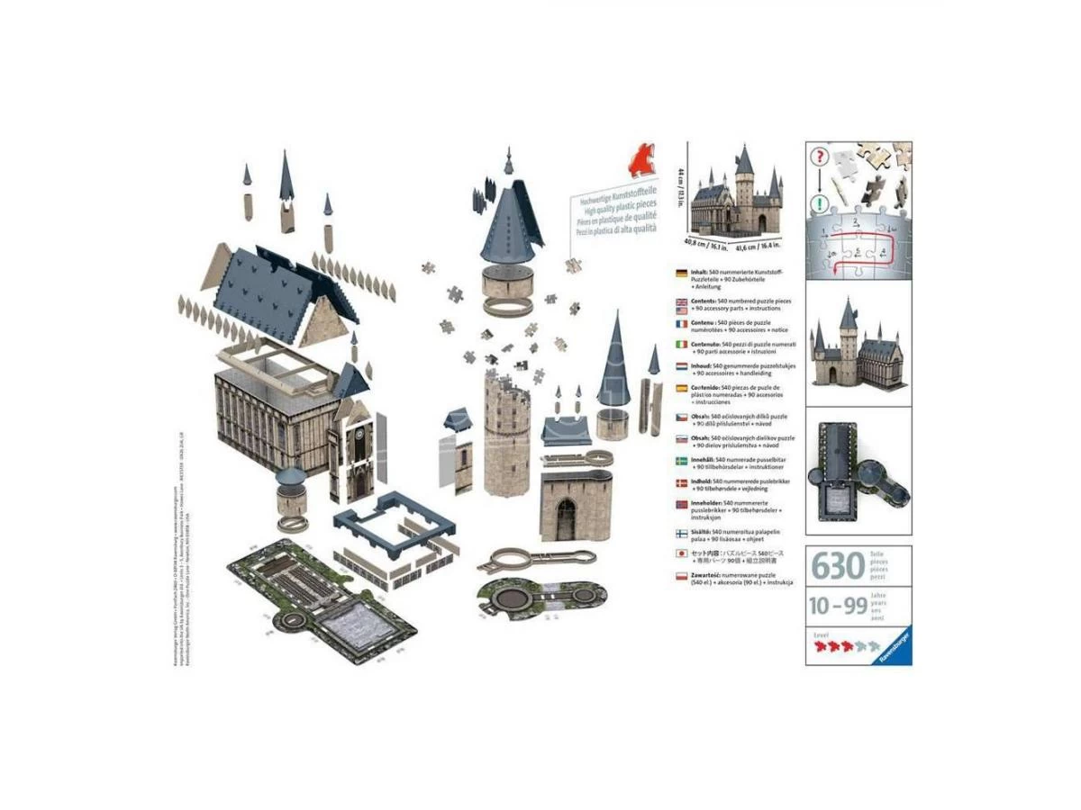 Harry Potter 3D Puzzle Hogwarts Castle: Great Hall (540 Pieces) Ravensburger 4 Harry Potter 3D Puzzle Hogwarts Castle: Great Hall (540 Pieces) Ravensburger - immagine 2